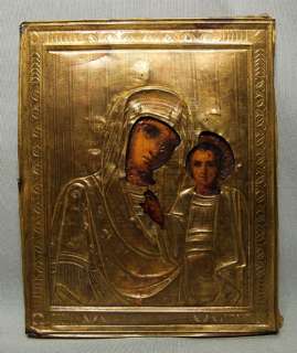 Antique Russian Icon Mother of God Virgin of Kazan  