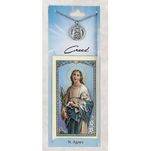  Prayer Card with Pewter Medal St. Agnes Jewelry