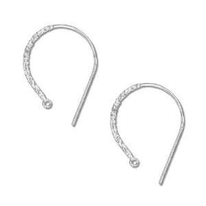  Sterling Silver Deep Ear Hooks With Flat Textured Edge (1 