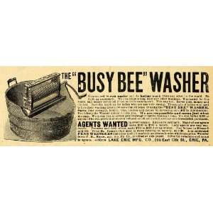 1892 Ad Antique Busy Bee Washer Lake Erie PA. Laundry 