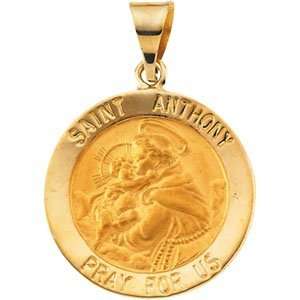   Gold Hollow Round St. Anthony Medal 18.25mm   JewelryWeb Jewelry