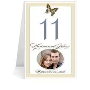  Photo Table Number Cards   Butterfly Taupe Pewter In Frame 