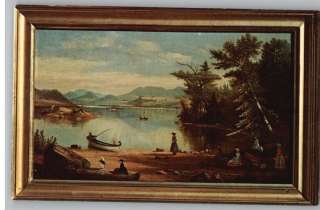 Postcard PaintingSchroon Lake in 1860 NY Adirondacks  