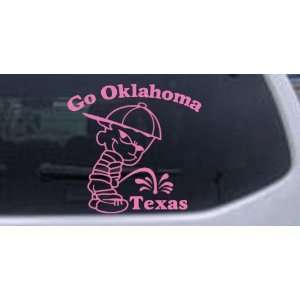 Go Oklahoma Pee On Texas Car Window Wall Laptop Decal Sticker    Pink 