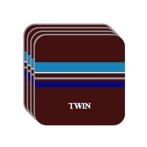 Personal Name Gift   TWIN Set of 4 Mini Mousepad Coasters (blue 