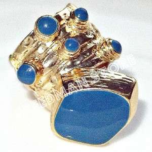Arty gold plated armor enamel chunky knuckle cocktail party finger 