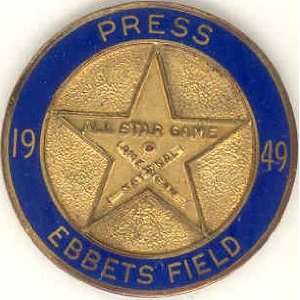  1949 All Star Game at Ebbets Field Press Pin Brooch 