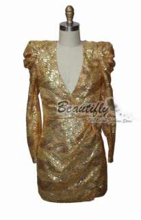 2011 sexy Gold Sequins Evening Party Dress❤  