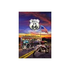 Route 66 Diner Highway Motorcycles Ride Large Flag: Patio 