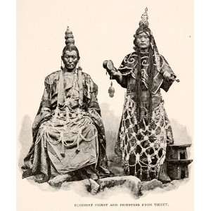 com 1901 Print Tibetan Lamas Priest Priestess Buddhist Monastic Monk 