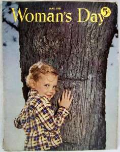 WOMANS DAY MAGAZINE MAY 1951 VINTAGE HOME GARDEN CLOTHING FASHION 
