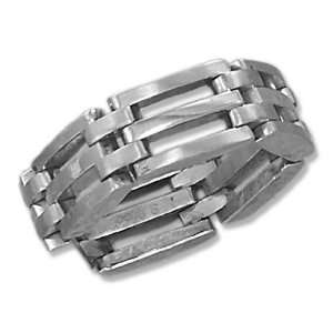    Stainless Steel Mens 7mm Binaro Link Band (size 12) Jewelry