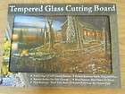 Rivers Edge Cabin Scene Tempered Glass Cutting Board  