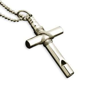  Classic Mini Size Whistle Stainless Steel Cross Pendant 