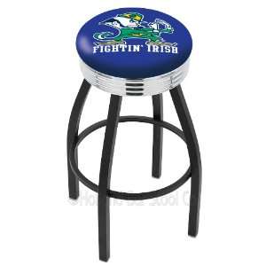 Notre Dame (Leprechaun) 25 Inch Swivel Bar Stool with Chrome Ribbed 