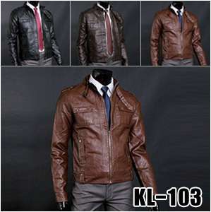 High Qulity Brown Mens Rider Leather Jacket US Size L  