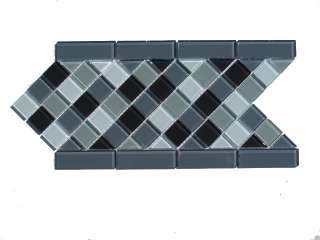 Gray Mosaic Diagonal Glass Tile Border  