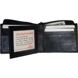  100% Leather Bi fold Mens Wallet Black #2552 Office 