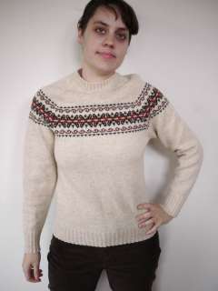   Isle SHETLAND WOOL Blens Retro Ski Womens SWEATER USA 32 Sm  