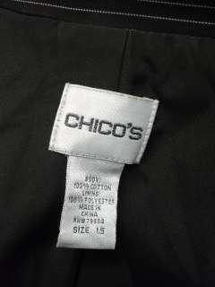 CHICOS Brown Striped Cotton Jacket Blazer Sz 1.5 M  