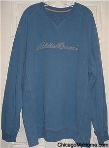 Eddie Bauer Mens Blue Embroidered Thick Warm Sweatshirt 2XLT Tall XXL 