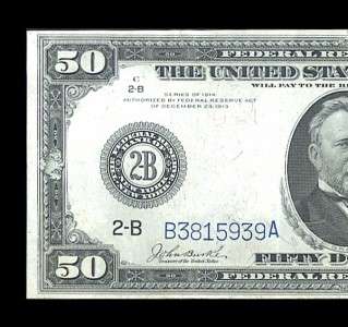 1914 $50 FEDERAL RESERVE NOTE BEAUTIFUL HIGH GRADE EXAMPLE  