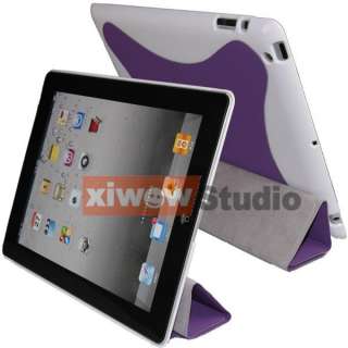 Purple iPad 2 Slim Magnetic Smart Cover with Hard Case 2 Tone  