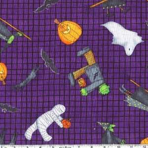  45 Wide Trick or Treat Dreams Goblins Purple Fabric By 