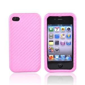  CARBON FIBER PINK For iPhone 4 Hard Leather Case Cover 