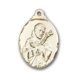 14kt Gold St. Saint Francis Medal 7/8 x 1/2 Inches 0599fKT No Chain 