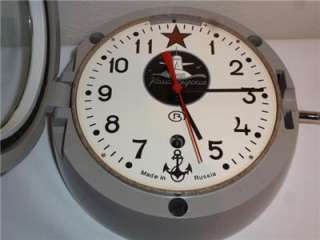 Russian Submarine Nautical 8 Day Clock w Key Reads Made In Russia 