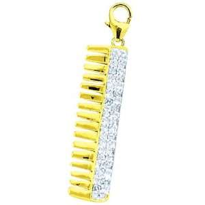  14K Gold 1/10ct HIJ Diamond Comb Spring Ring Charm: Arts 