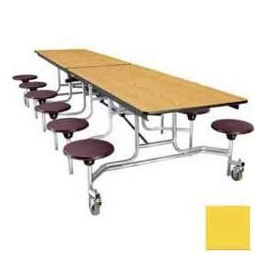  10 Mobile Cafeteria Stool Unit With Plywood Top, Yellow 