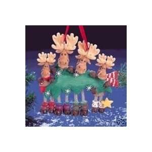  8061 Four Mooses Personalized Christmas Holiday Ornament 