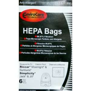  Riccar MoonLight Compact Canister HEPA Bags. 6 Pack 