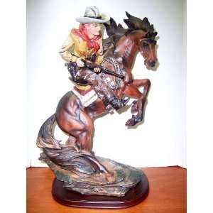   Cowboy with Shotgun on Horse Statue Figurine    14