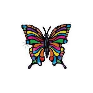 33 Holographic Multicolour Butterfly Balloon   Mylar 