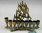 Israel brass 1950s small menorah hanukkah lamp Judica  