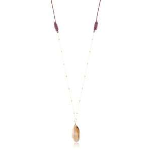  Mima Desecheo Agate and Gold Filled Leather Necklace 