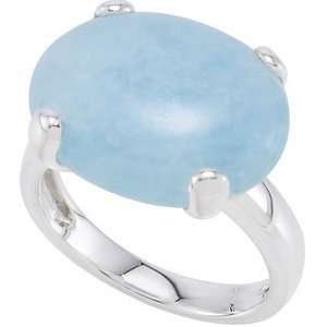  Sterling Silver Genuine Milky Aquamarine Ring 18x14mm 