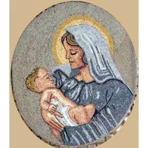  36x45 Micro Mosaic Mother & Child Christian Medallion 