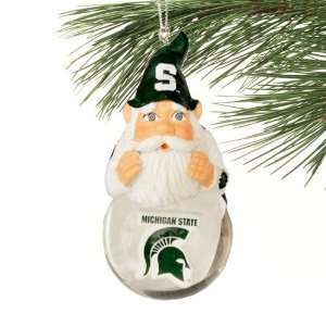  Michigan State Spartans Light Up Snow Globe Gnome Ornament 