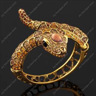 Amber brown swarovski crystal snake bangle bracelets