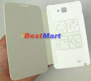   Galaxy Note White Flip Case Cover+ Matte Screen Guard Protector  
