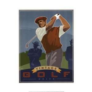    Vintage Golf   Drive   Poster by Si Huynh (16x20): Home & Kitchen