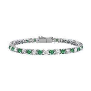  Emerald and Diamond Tennis Bracelet  18K White Gold   2 