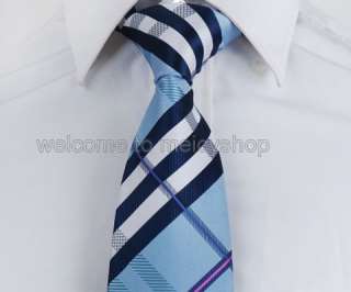 1PC New Checkers Plaid 100% Jacquard Woven Silk Mens Handmade Necktie 