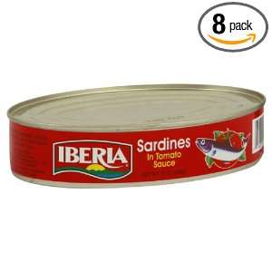 Iberia Oval Sardines In Tomato Sauce, 15 Ounce (Pack of 8)  