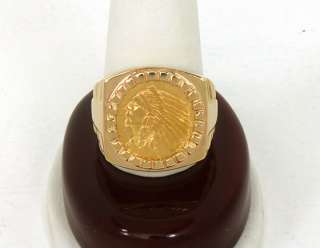 ESTATE 14K GOLD & $2.5 INDIAN HEAD GOLD COIN RING   1929  