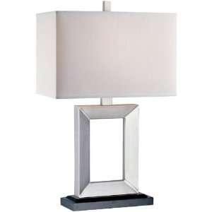 Mervin Collection 1 Light 30 Silver Table Lamp with Off White Fabric 